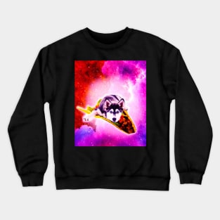 Outer Space Galaxy Dog Riding Taco Crewneck Sweatshirt